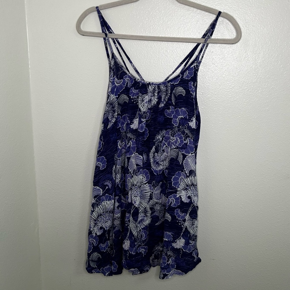 Roxy blue floral print cover up dress
